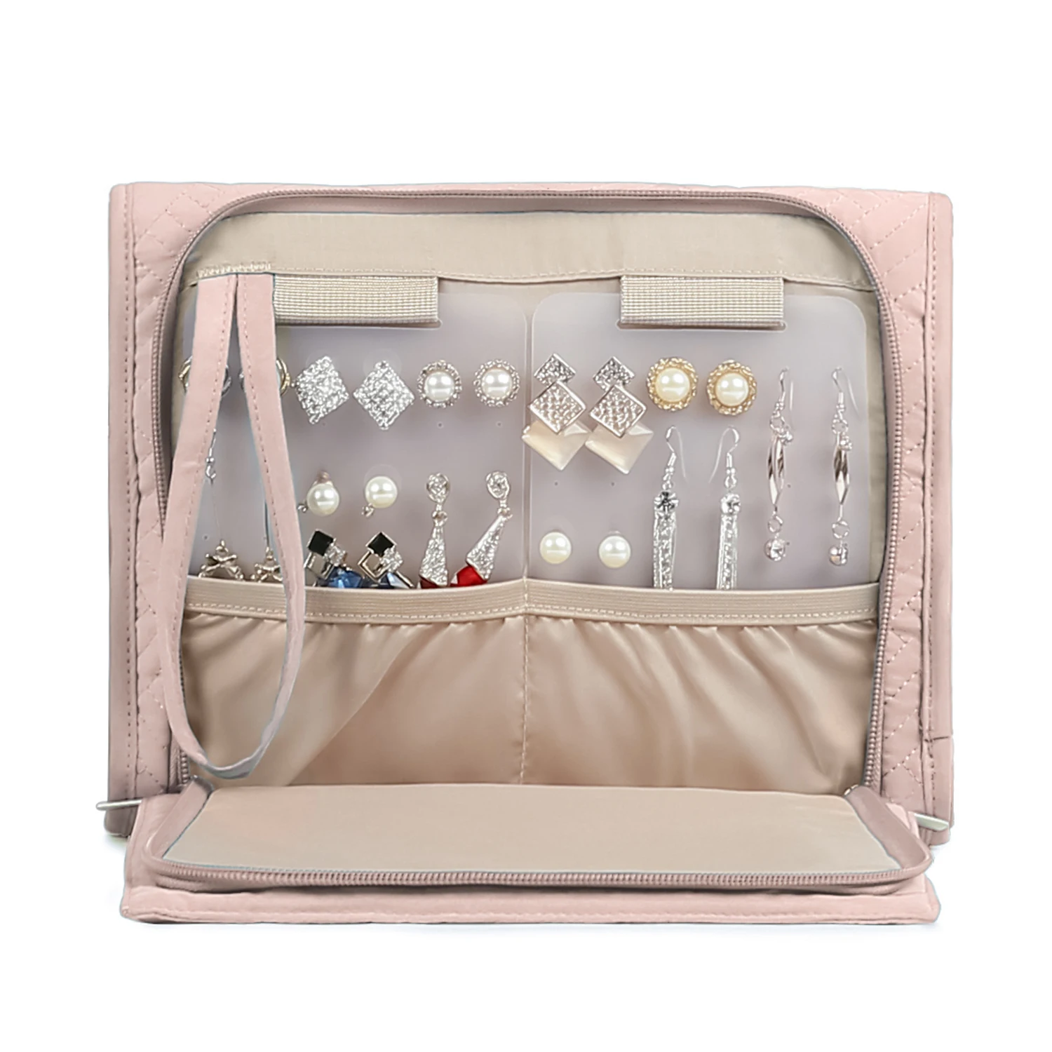 BAGSMART Travel Hanging Jewelry Organizer Case Foldable Jewelry Roll with Hanger for Journey-Rings Necklaces Bracelets Earrings