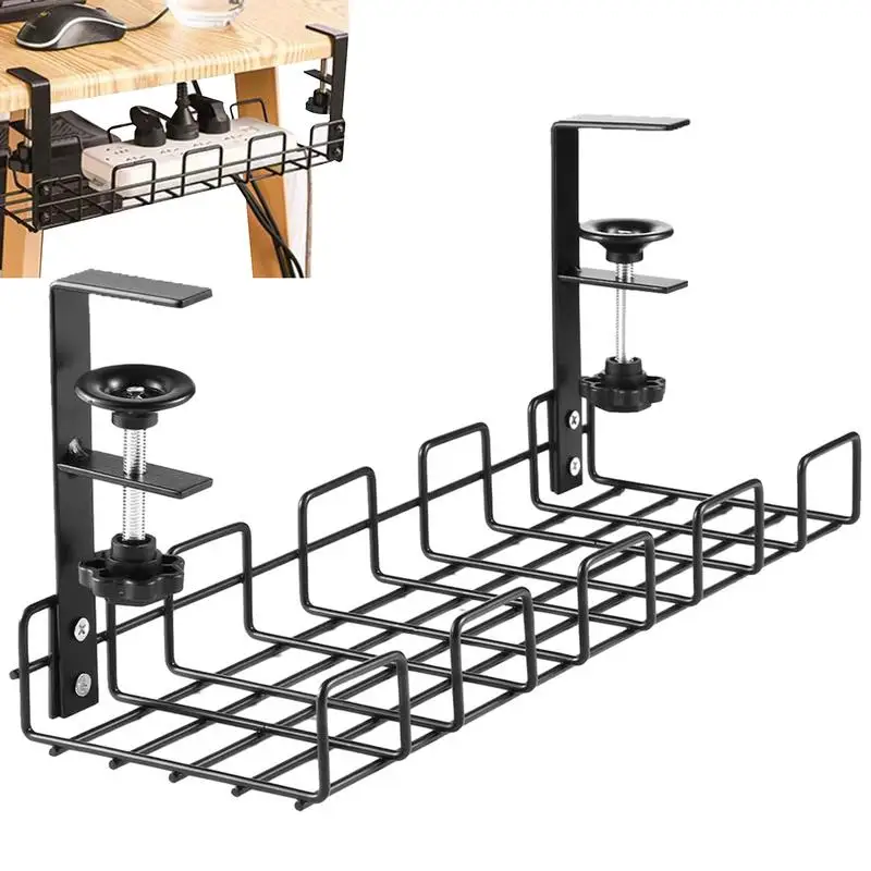 

Under Desk Cable Management Tray Computer Cable Rack Cable Organizer Desk Wire Management No Drill Metal Rack Cord Organizer