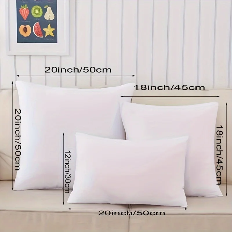 Hypoallergenic Throw Pillow Core, Soft Fluffy Square Cushion Cotton Fill Pillow Core for Bed Sofa and Home Decoration