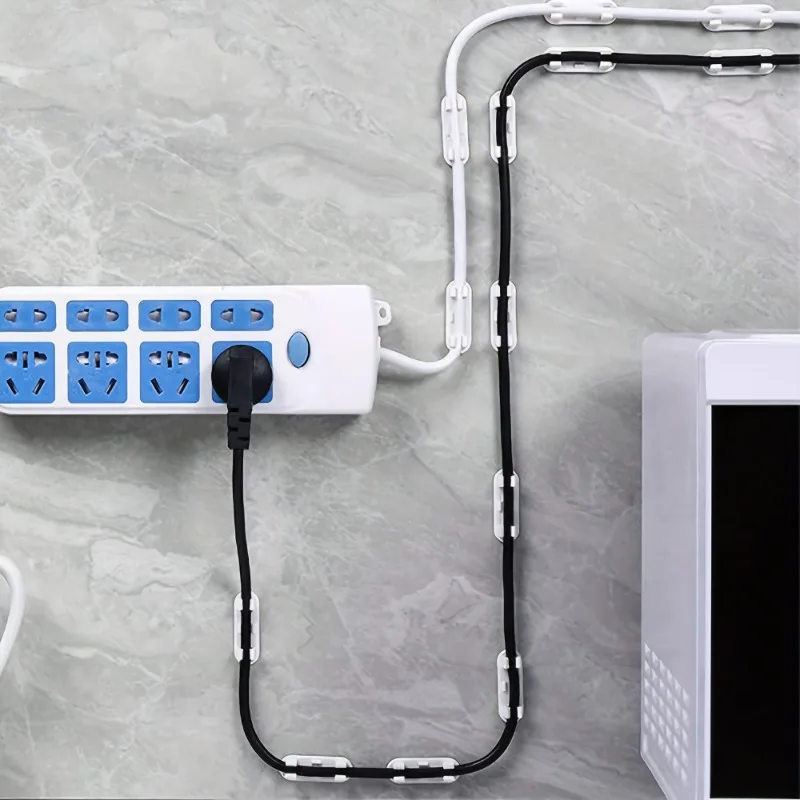 40pcs Plastic Cable Holder Clips, Self-Adhesive Wire Organizer, No-Drill Cable Management System for Home Use