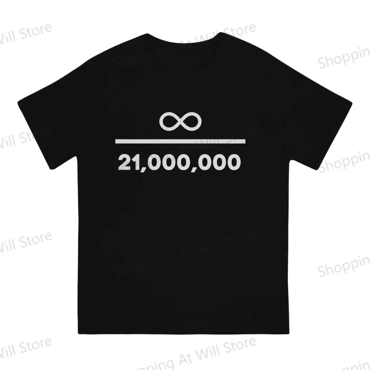 Men's and Women's T-shirts Bitcoin Cryptocurrency Miners Infinity Divided By 21 Million O neck short sleeved T-shirt