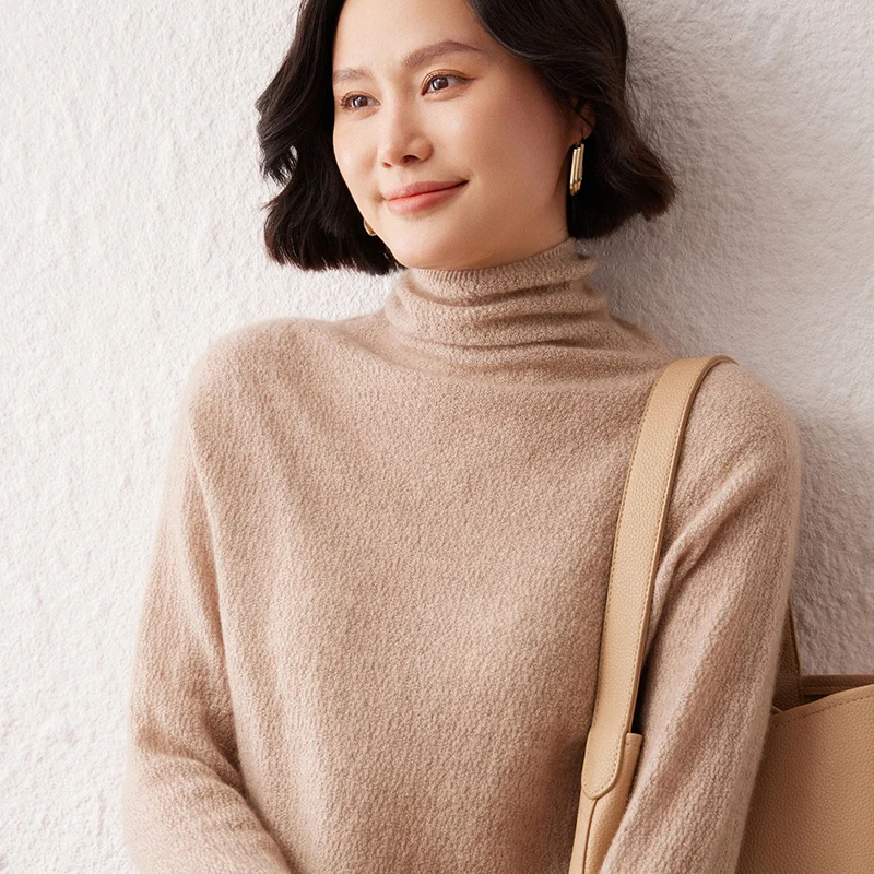 

Cashmere 2025 Autumn/Winter New Women's Pile Collar Long Sleeve Sweater Loose, Comfortable, Versatile Fashion Woolen Sweater
