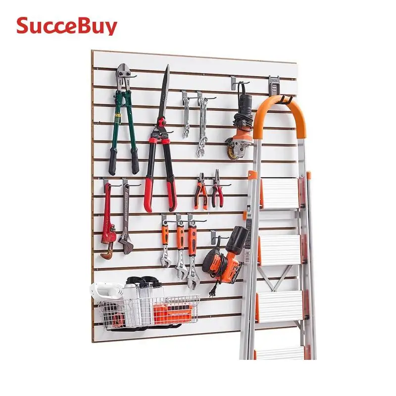 

SucceBuy 4x4 ft Slat Wall Paneling MDF Garage Slatwall with Modular Design Adjustable Panel for Tools Storage & Workshop Display