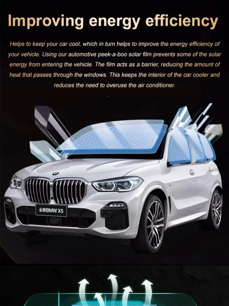Anti-Peeping Sun Film, Auto Sun Film, Fácil Instalação, Alta Transmitância