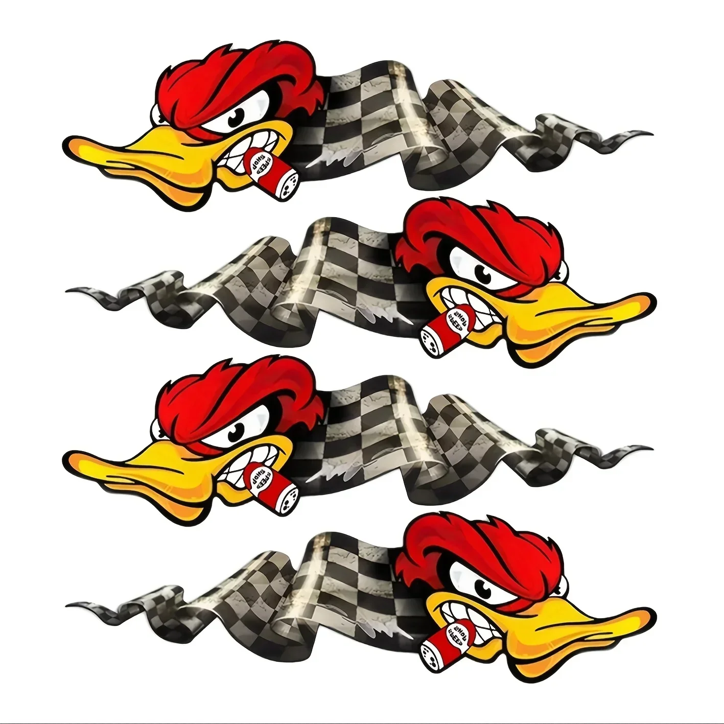 4 قطع/مجموعة ملصق تلقائي بنمط بطة السباق، ملصق بتصميم رياضي للدراجات النارية، ملحق التخصيص الخارجي