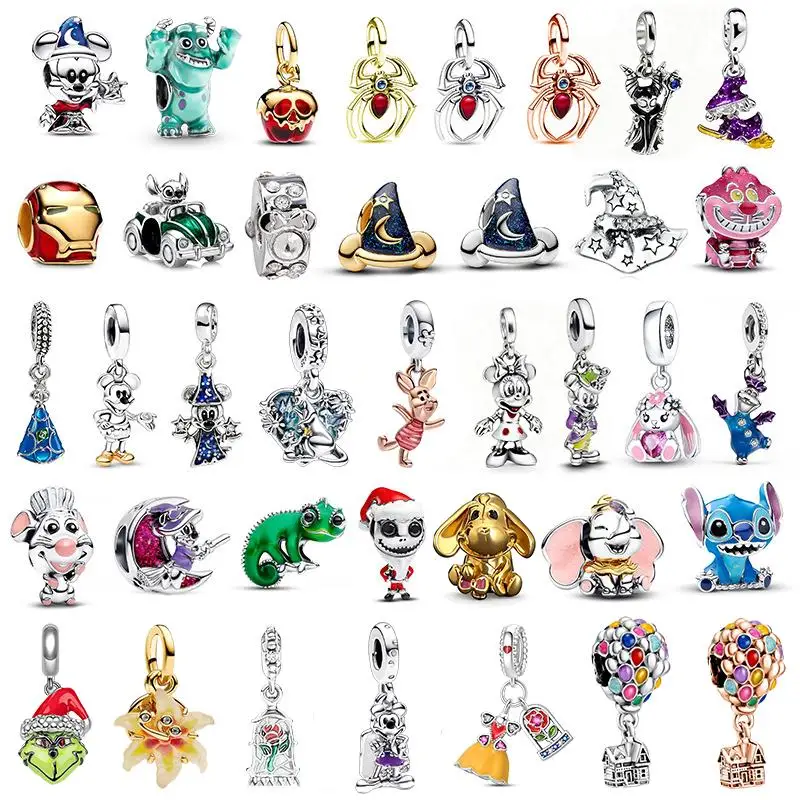 Nouveau Pendentif Disney en Argent 925, Breloques Mickey et Stitch, Perles pour Bracelet et Collier 3mm, Bijoux DIY pour Femme, Cadeau de Festival, Vente Chaude