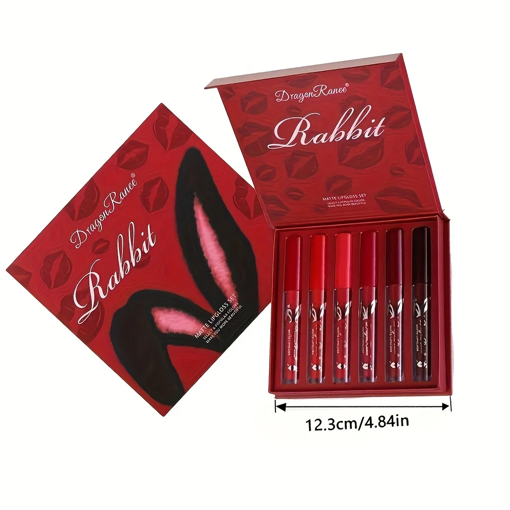 Rode Lippen 6 Sets Lipgloss Set Doos, Langdurig en Niet Gemakkelijk te Verwijderen Make-up, Geschikt voor Beauty Liefhebbers en Beginners
