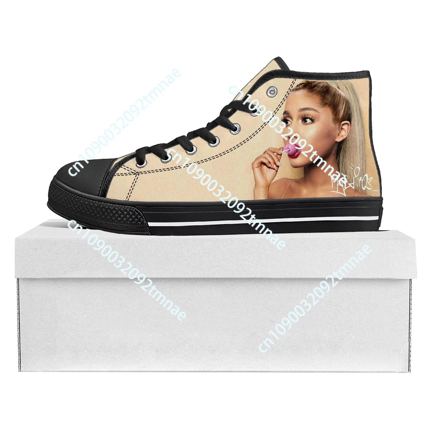 Ariana Grande Singer Cat Pop High Top High Quality Sneakers Mens Womens Teenager Canvas Sneaker Casual Couple Shoes Custom Shoe