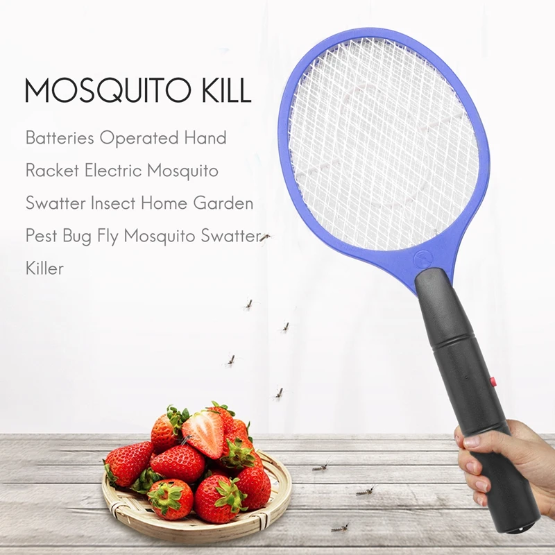 Batteries Operated Hand Racket Electric Mosquito Swatter Insect Home Garden Pest Bug Fly Mosquito Swatter Killer