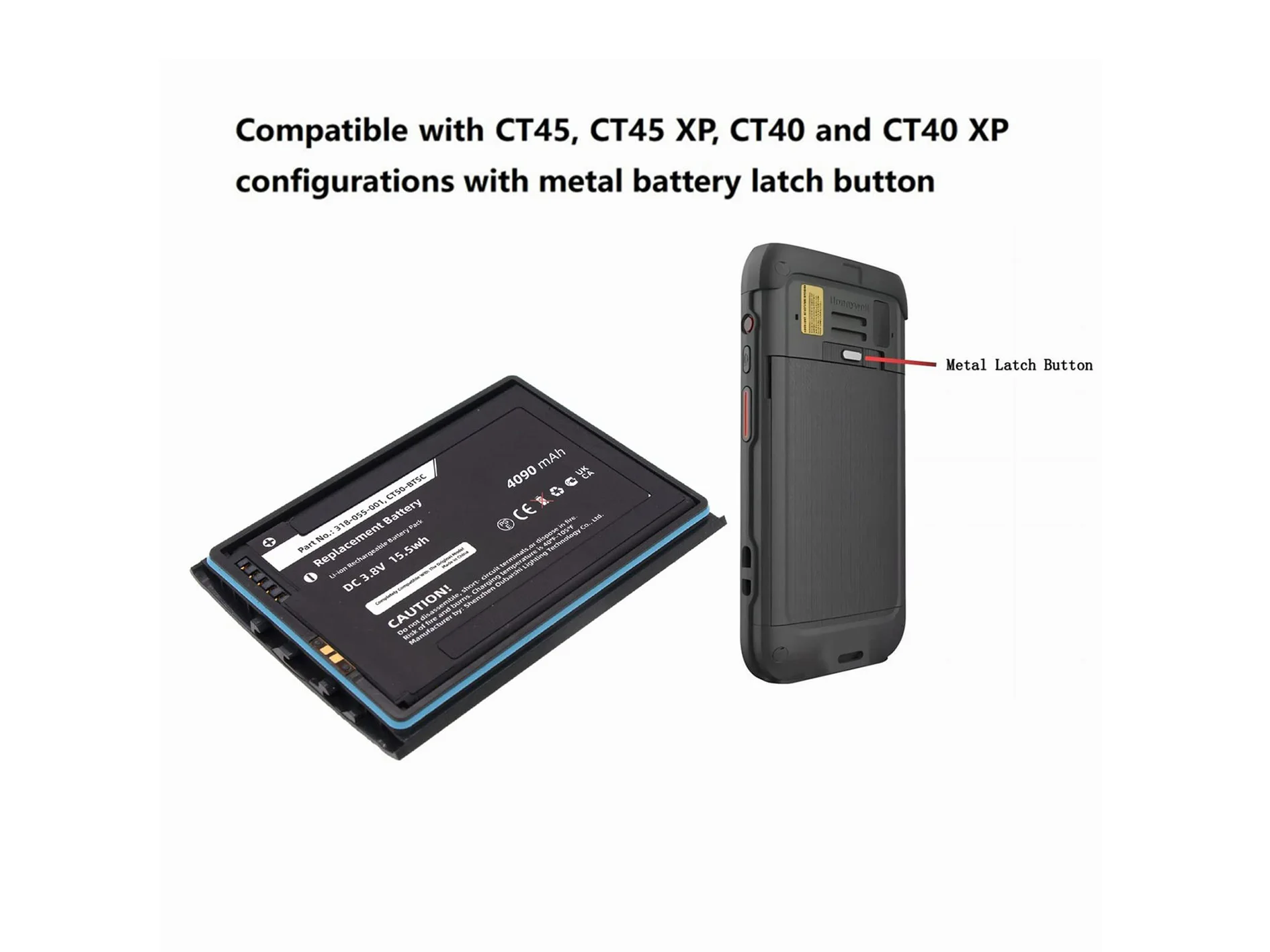 Replacement Battery for Dolphin  CT40, CT40XP 318-055-001, 318-055-002, CT50-BTSC 3.8V/mA