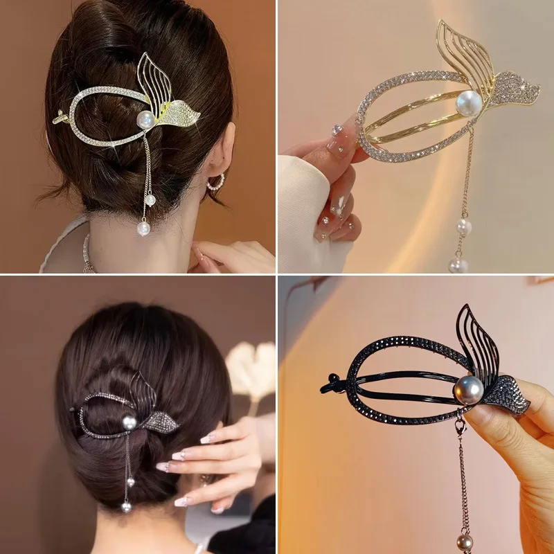 Neue Frauen Eleganz Haars pangen Metall geometrische Fischschwanz Haarnadeln Mädchen süße Kopf bedeckung Haars pange Mode Haarschmuck Geschenk