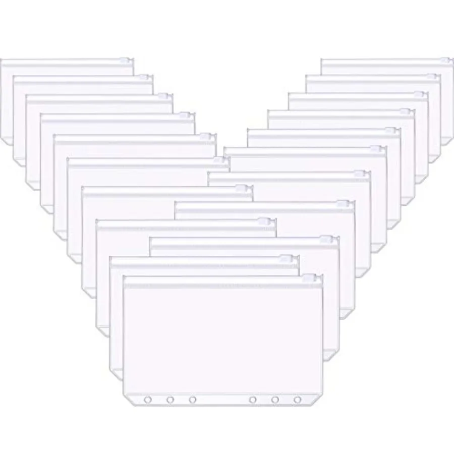 

60 Packs A6 Size 6 Holes Binder Pockets Plastic Binder Zipper Folders Waterproof 6 Holes Zipper Loose Leaf Bags for Documents N