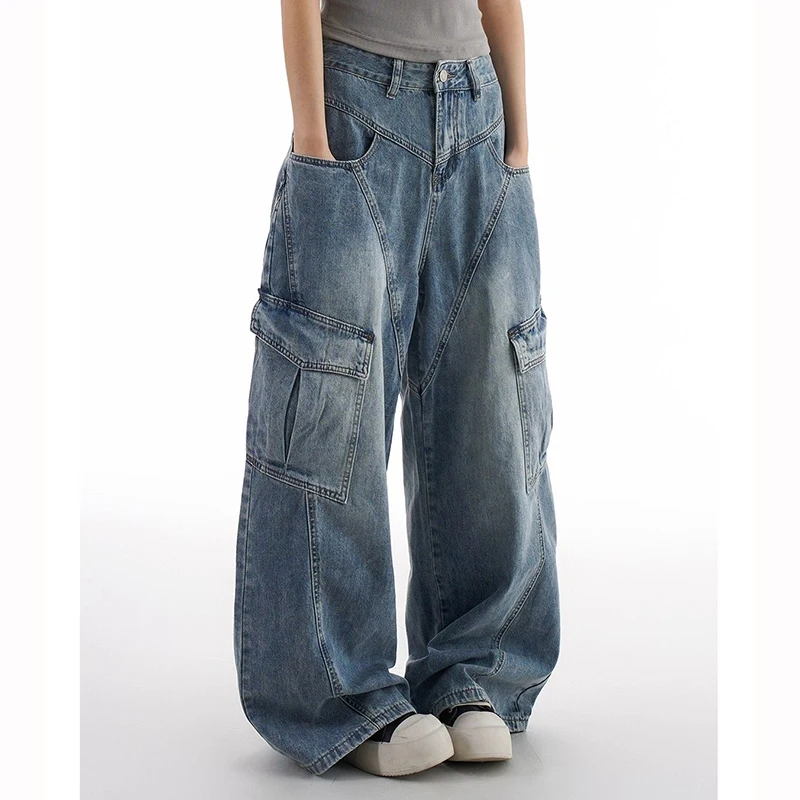 Pantalones vaqueros de cintura alta Retro coreanos para mujer, ropa nueva, pantalones vaqueros holgados, pantalones de pierna recta cómodos para mujer