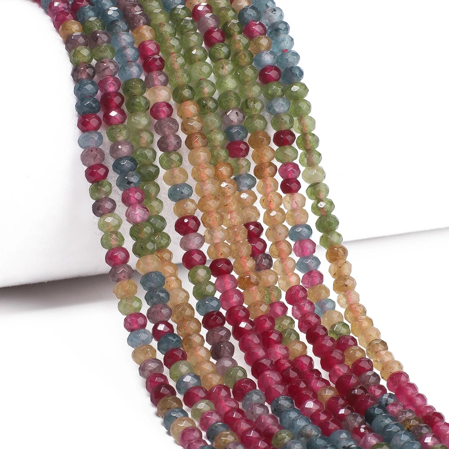4x3mm Natural Faceted Multicolor Tourmaline Oval Shape Stone Beads for Jewelry Making Handmade DIY Necklace Bracelet Accessories