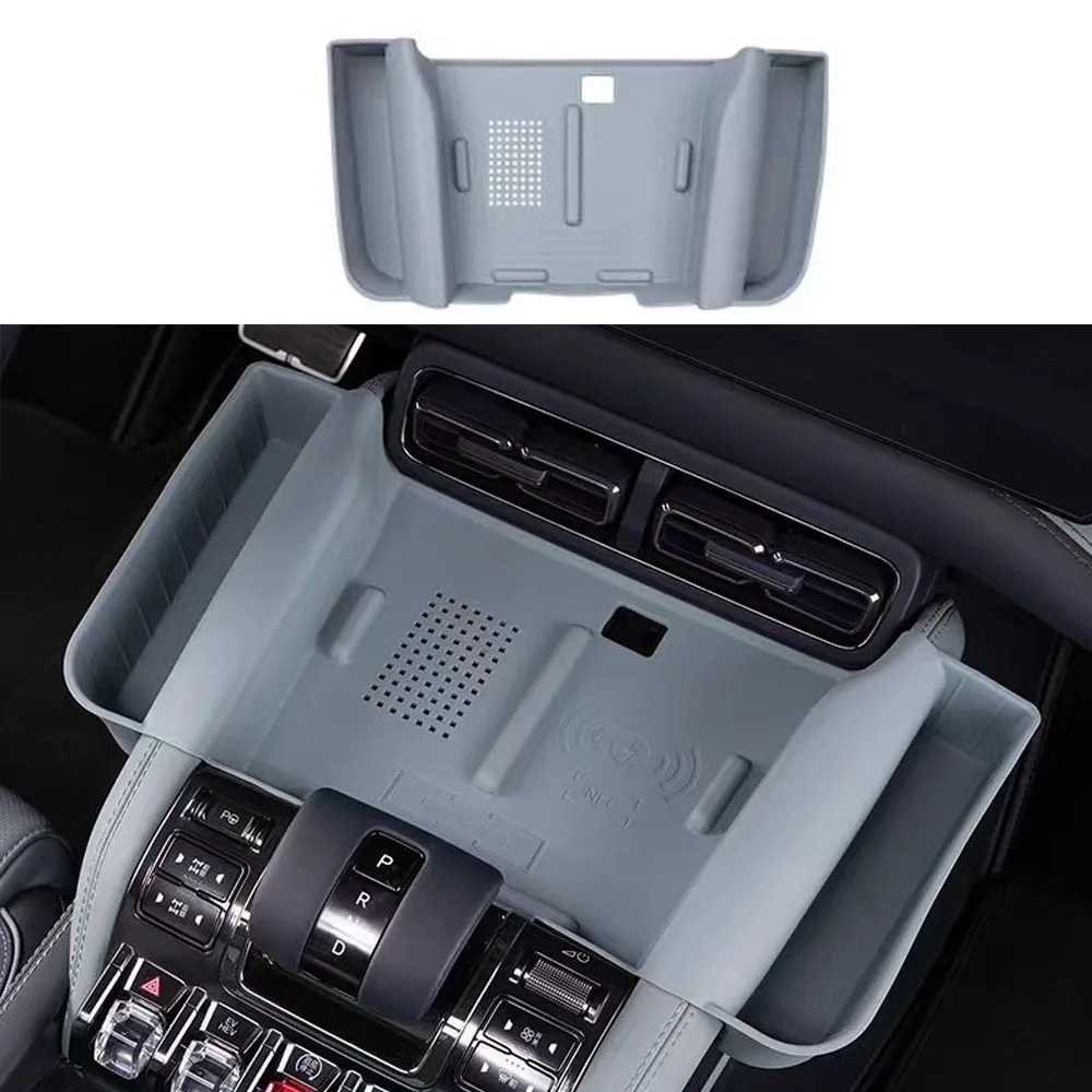 

Подходит для BYD Formula Leopard 5 2024 2025, силиконовая накладка для беспроводной зарядки, коробка для хранения с центральным управлением, противоскользящая защитная накладка