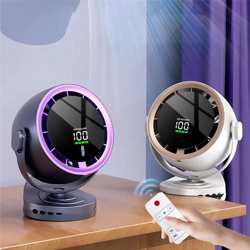 Appareils de shopping Ventilateur télécommandé de bureau à affichage numérique 720 °   Rotation réglable ventilateur à clipser bureau turbine haute vitesse P