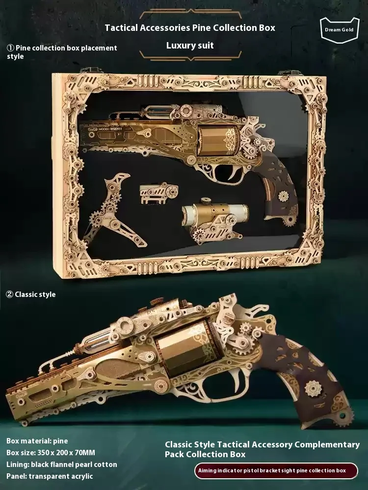 Dromerige Steampunk Revolver Boy High-End Exclusieve Verjaardagscadeau Handgemaakte Diy Puzzel Speelgoed Model Desktop Decoratie Klein Ornament