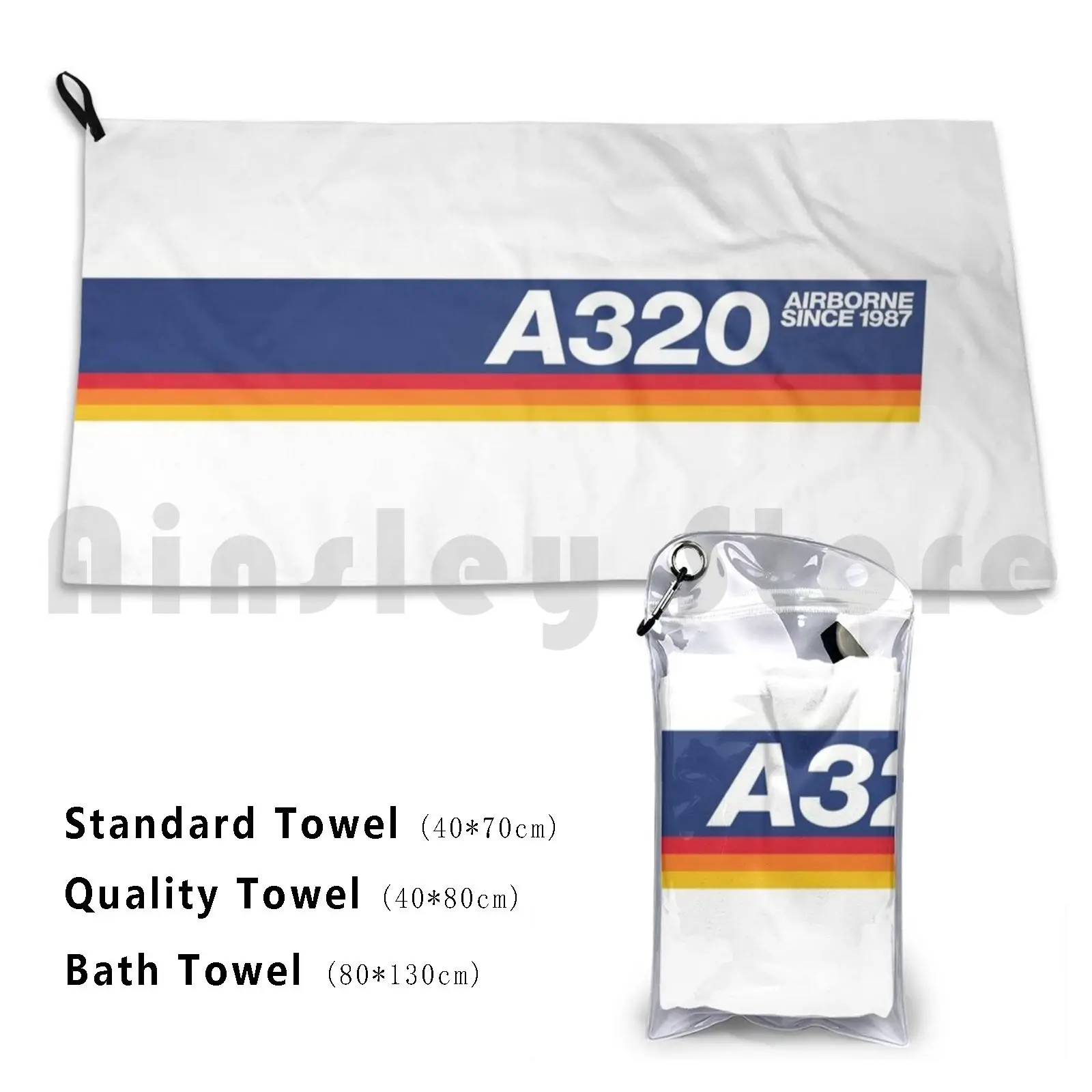 Vintage A320-Airborne Since 1987 Bath Towel Beach Cushion Airbus A320 320 Airplane 1987 Plane Medium Range Jet Shorthaul