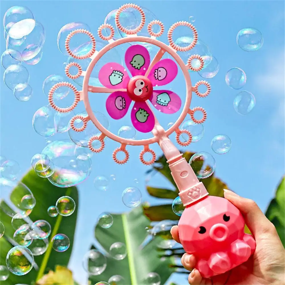 Toy Windmill Moderate Size Automatic Bubble Machine Easy Grip Colorful Package Outdoor Activity Toys Windmill Bubble Machine