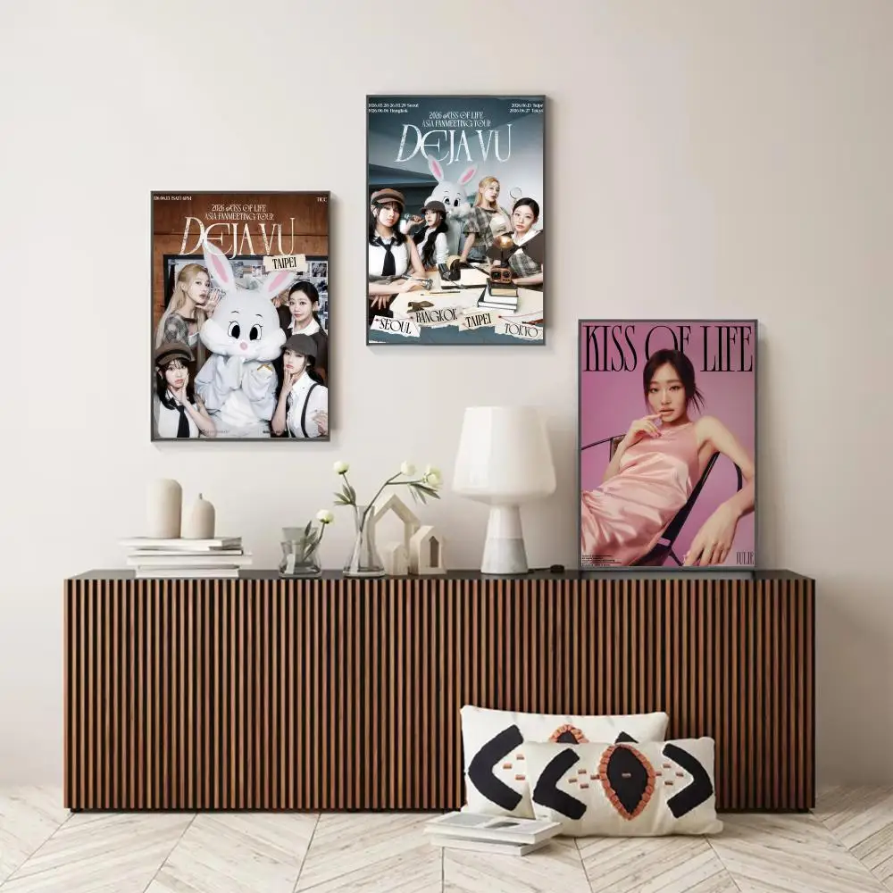 Famous Kpop K-KISS OF LIFE Poster Modern Minimalist Wall Art Prints for Bedroom Living Room Aesthetic Contemporary Decor Gift - view 4