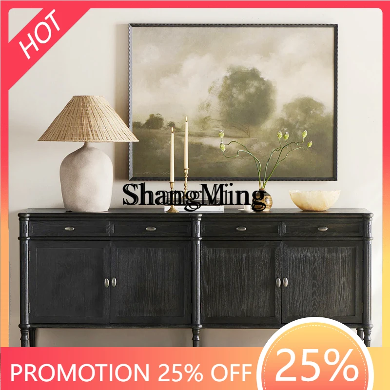 

FG good-looking retro solid wood dining side cabinet, storage wall side cabinet, living room entrance decorative cabinet