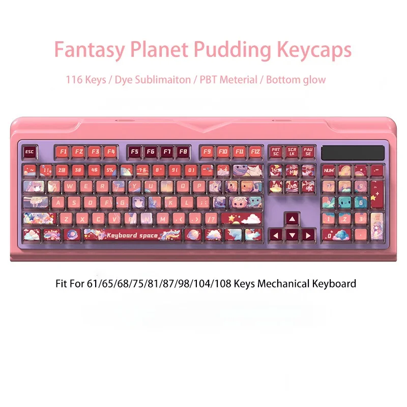 116 Keys Pudding Transparent Keycaps ASA Profile Dye Sub PBT Keycaps Fit for 61/65/68/75/81/87/98/104/108 Mechanical Keyboards