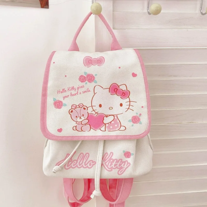 

Sweet Sanrio Hello Kitty Anime Kawaii Official Backpacks Cute Cartoon Cinnamoroll Kuromi Storage Handbag Gifts for Girls