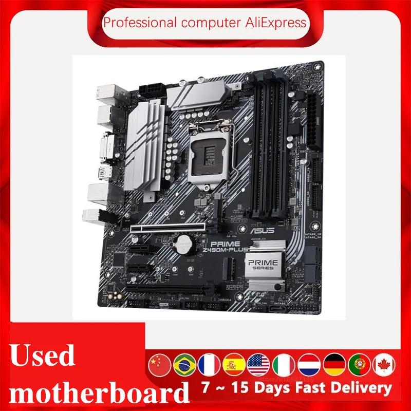 Imagem -04 - Motherboard Desktop Original para Asus Usado para Intel Z490m-plus Z490 Ddr4 Pci-e4.0 Lga 1200 i9 10900k 10cpu