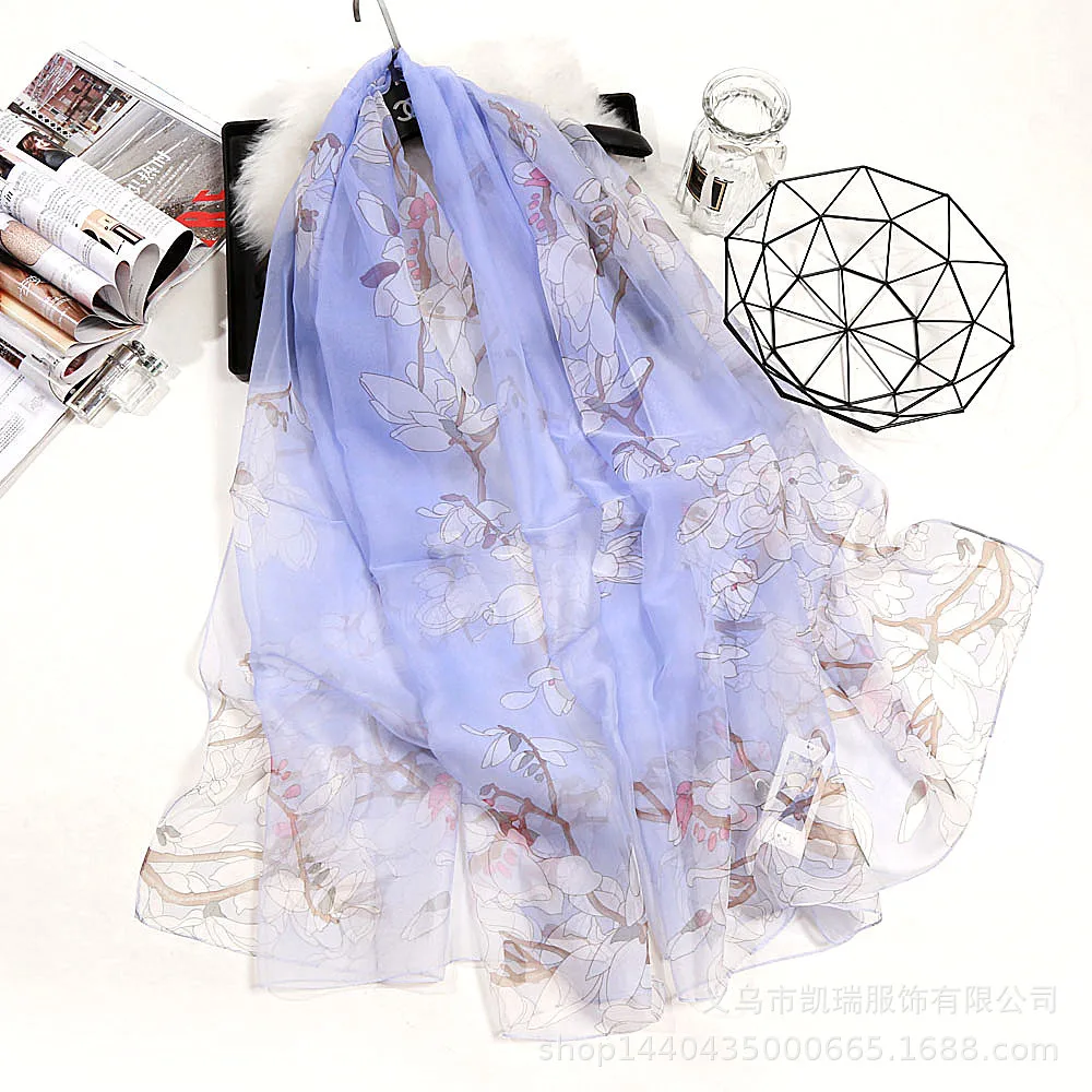 180*140cm Fashion Ice Silk Chiffon Scarves Silk Scarf Women Large Long Soft Sunscreen Scarf Scarves Wrap Beach Shawl