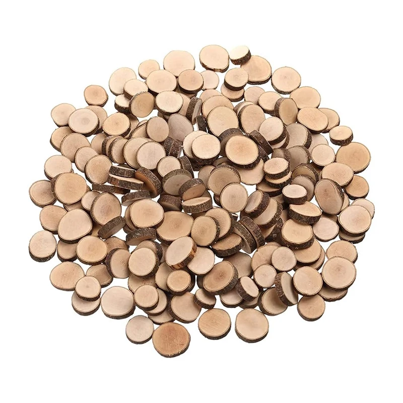 30pcs 1-3cm Natural Wood Slices, Unfinished Wooden Rounds with Tree Barks for DIY Arts, Wedding and Christmas Ornaments Coasters