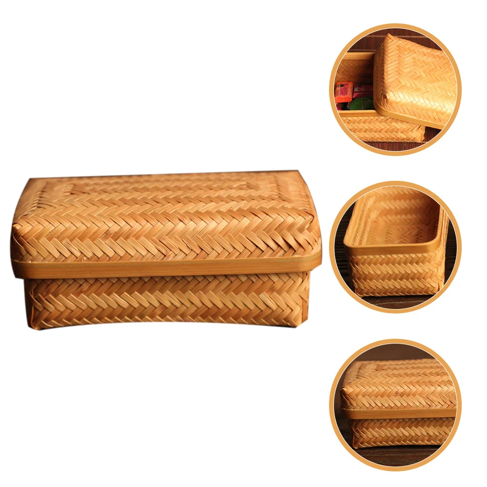 

Bamboo Woven Tea Box Breathable Loose Leaf Organizer Rustic Home Storage Basket Bamboo Woven Tea Box Simple Storage Tank