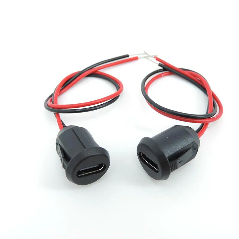 USB Type C Waterproof Connector Welding Wire Female Socket High Current Fast Charging Type-c Female Port Charging Interface Jack