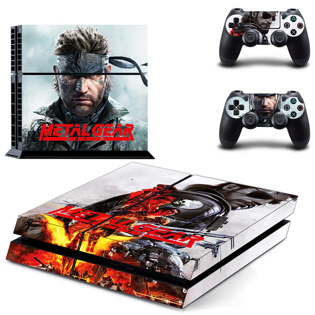 Vinilo Adhesivo Protector para Consola y Control PS4 Fat/Slim/Pro - Diseño Metal Gear Solid