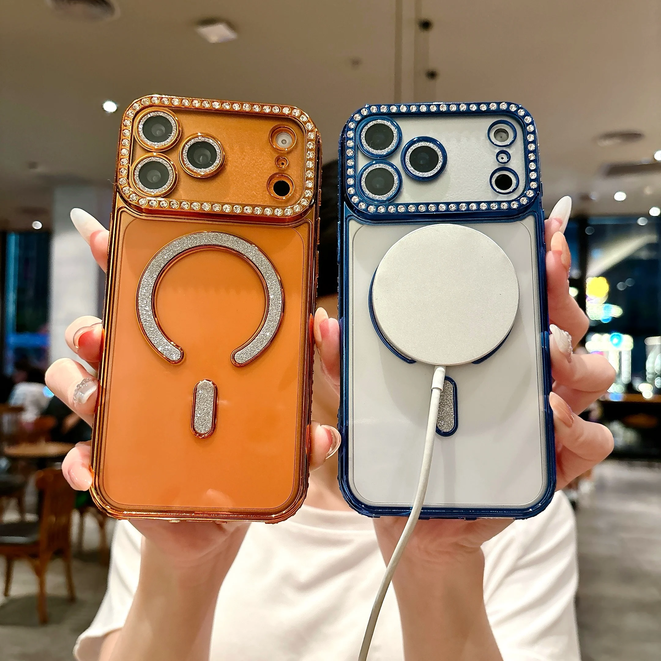 Coque de téléphone magnétique avancée avec bord électroplaqué et protection d'objectif pour iPhone 17 16 15 14 13 12 11 Pro Max Air Plus