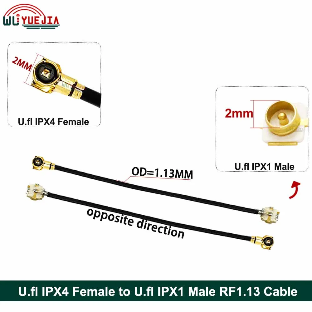 2Pcs U.fl IPX1 RF1.13 Cable IPX-1 MHF4 Male Plug to IPX-4 Female Jack Connector U.FL Coaxial Jumper WIFI 3G 4G Extension Cable