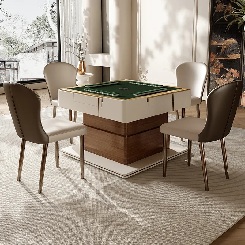 Dining room furniture Mahjong table Tea table Dual-purpose modern simple multi-functional lifting rock slab dining table