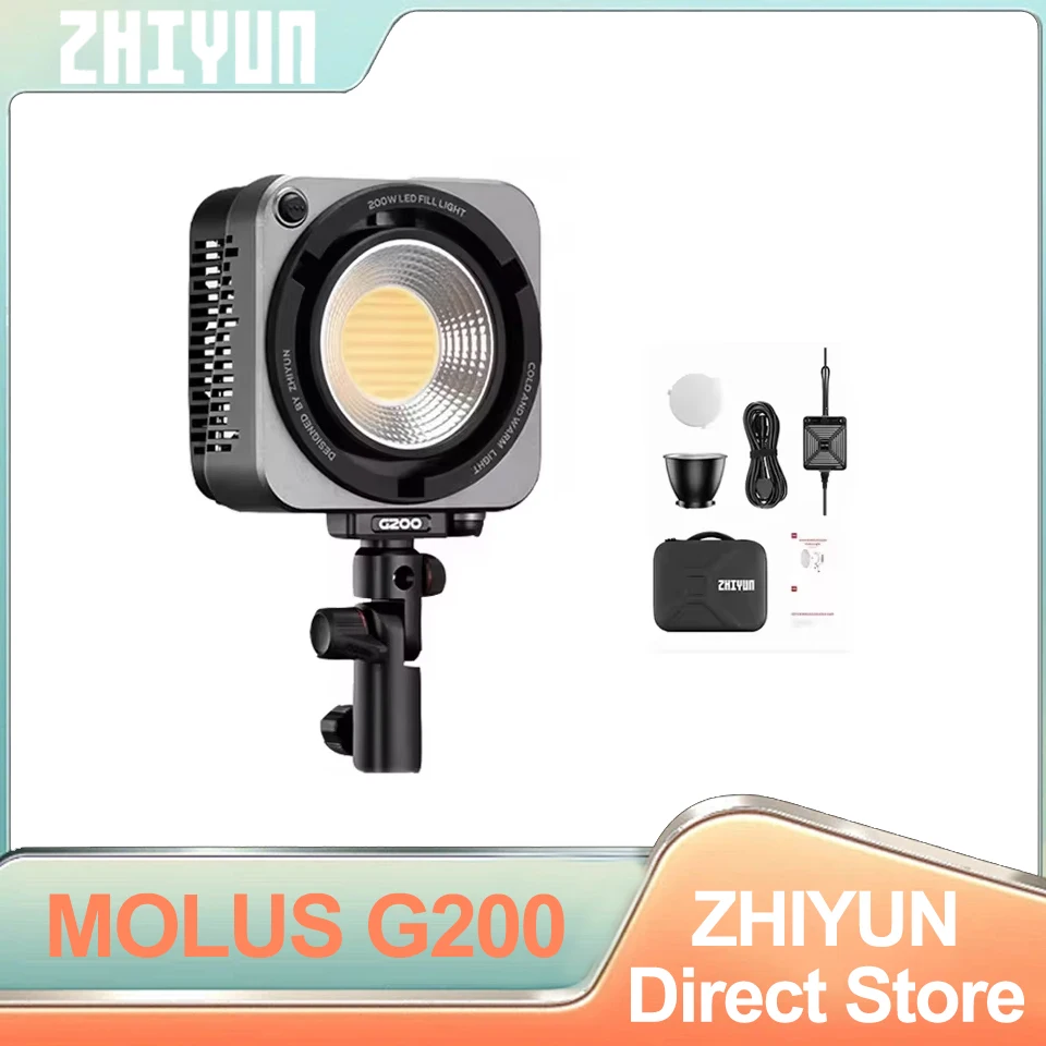 

ZHIYUN MOLUS G200 APP Controls 200W and 300W LED Camera Lighting 2700K-6500K Fill Light for Outdoor Shooting and Studios