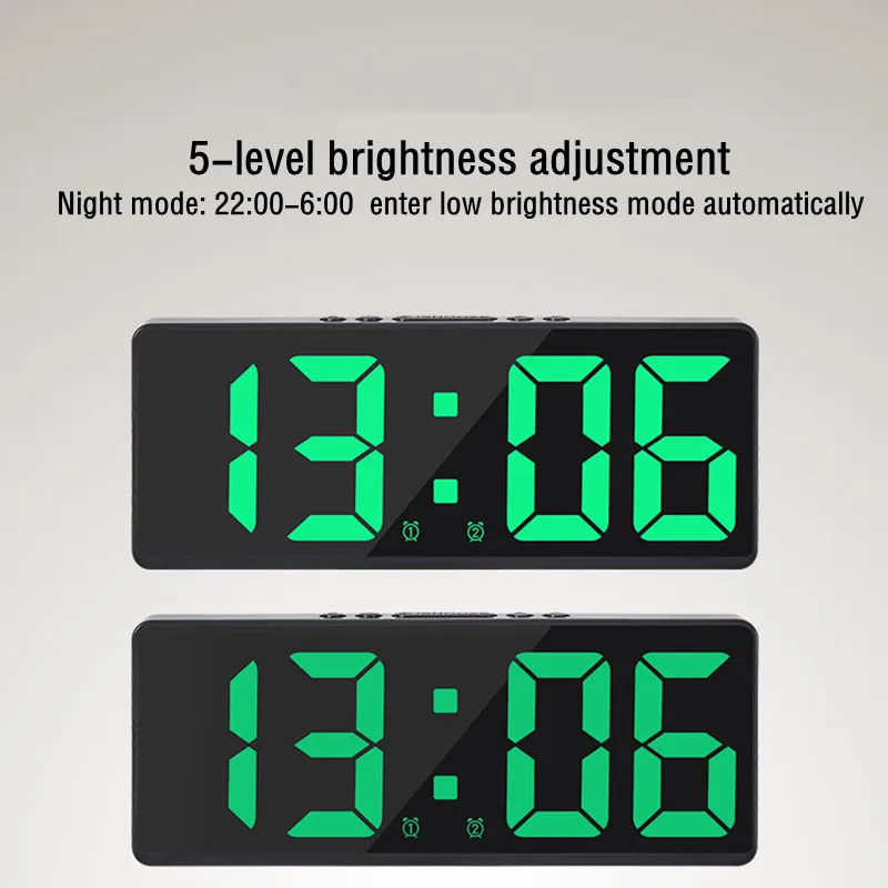 Digitaler Wecker, Sprachsteuerung, Temperatur, Schlummerfunktion, Nachtmodus, Desktop-Tischuhr, 12/24 Stunden, störungsfreie Funktion, LED-Uhren – Detail 4