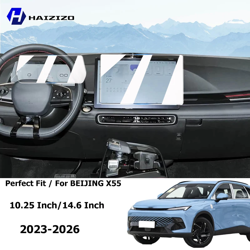 Für BEIJING X55 2023-2026 Auto-Innenraum Anti-Blendschutzfolie Konsolen-GPS-Navigations-LCD-Bildschirm Schutzfolie aus gehärtetem Glas