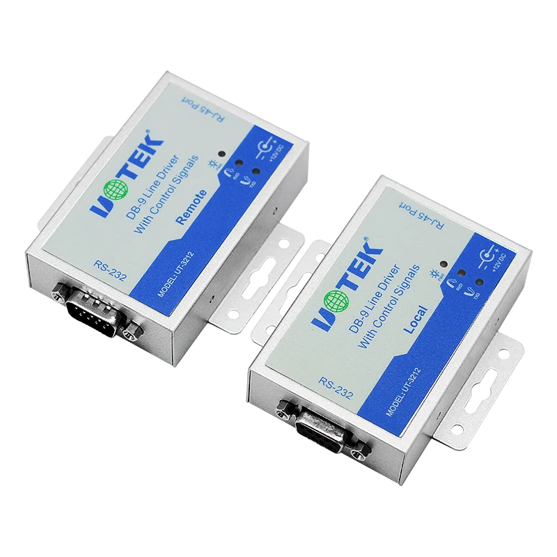 2PCS UOTEK 5-Ports RS-232 Extender Converter DB9 Female Port RJ-45 Connector  Asynchronous Adapter UT-3212