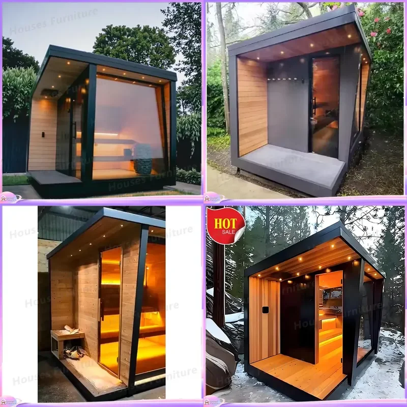 Modern Wooden Sauna Room Outdoor Shower Cabin for Gym Warehouse Home Spa Steam Bath Box Portable Infrared Heater Kit