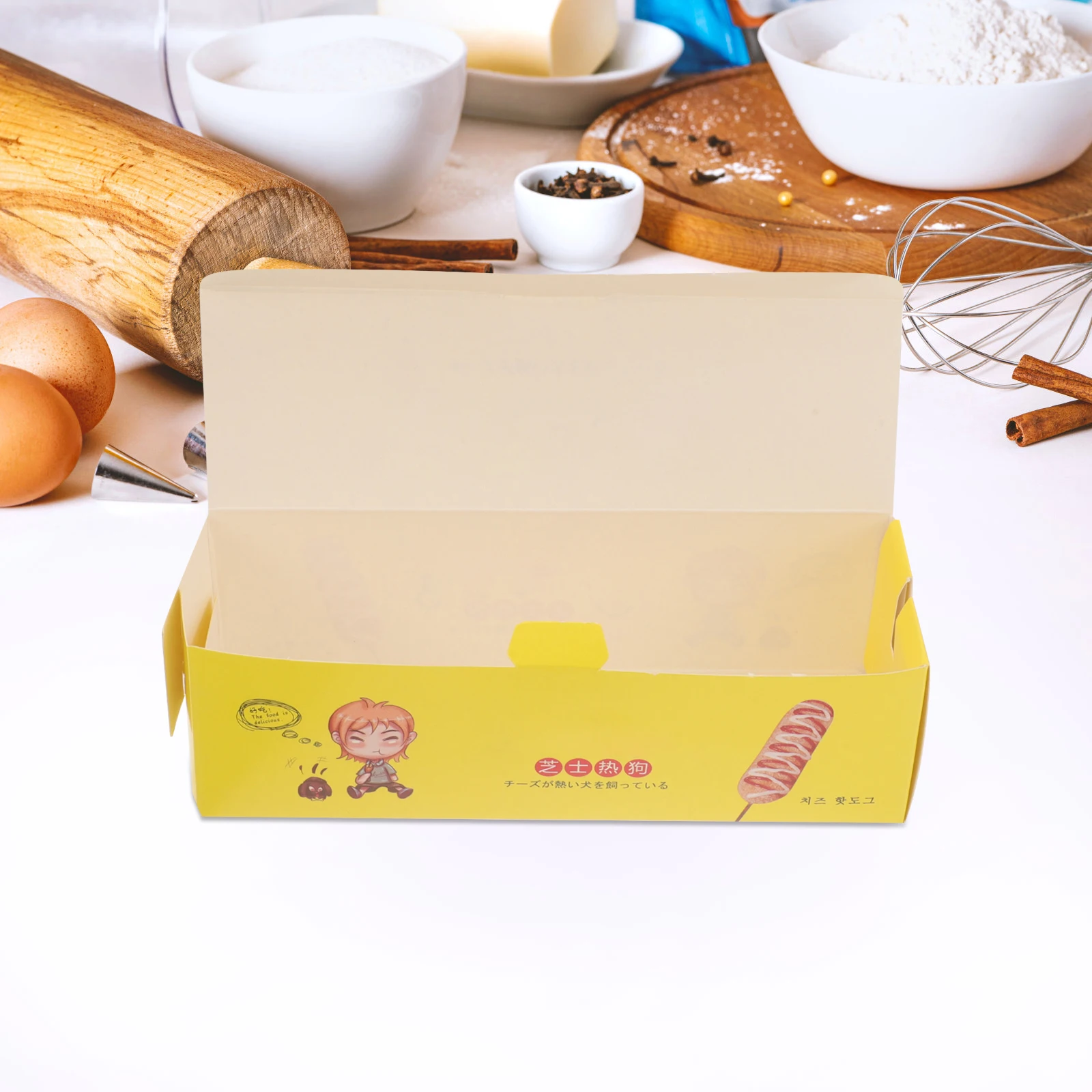 

100 Pcs Hot Dog Box Restaurant Containers Food Paper Tray for Hot Dogs Sausages Disposable Takeout Packaging Snack Wrapping