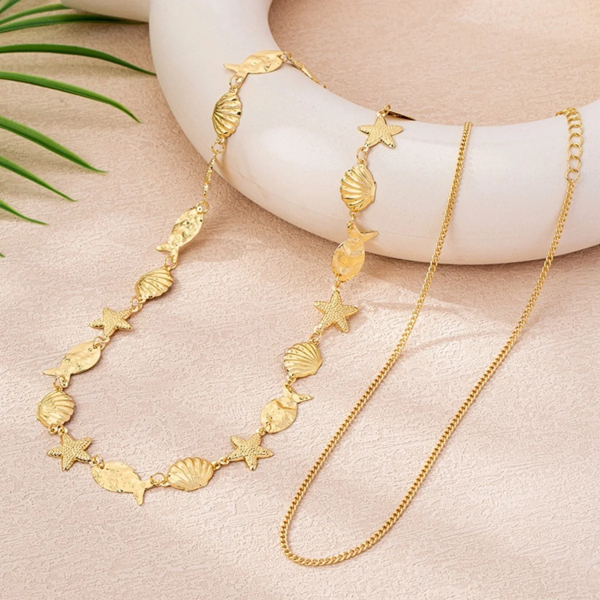 Metallische Seestern-Muschel-Taillenkette für Damen und Herren, trendige Sommer-Strand-Ozean-Seestern-Bauchkette, böhmischer Körperschmuck – Detail 24