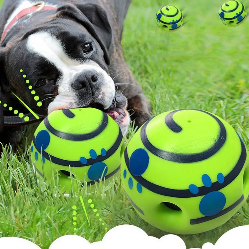 14CM Ball Interactive Dog Toy Fun Giggle Sounds Ball Puppy Chew Toy Wobble Wag Giggle Ball Dog Play Ball Training Sport Pet Toys