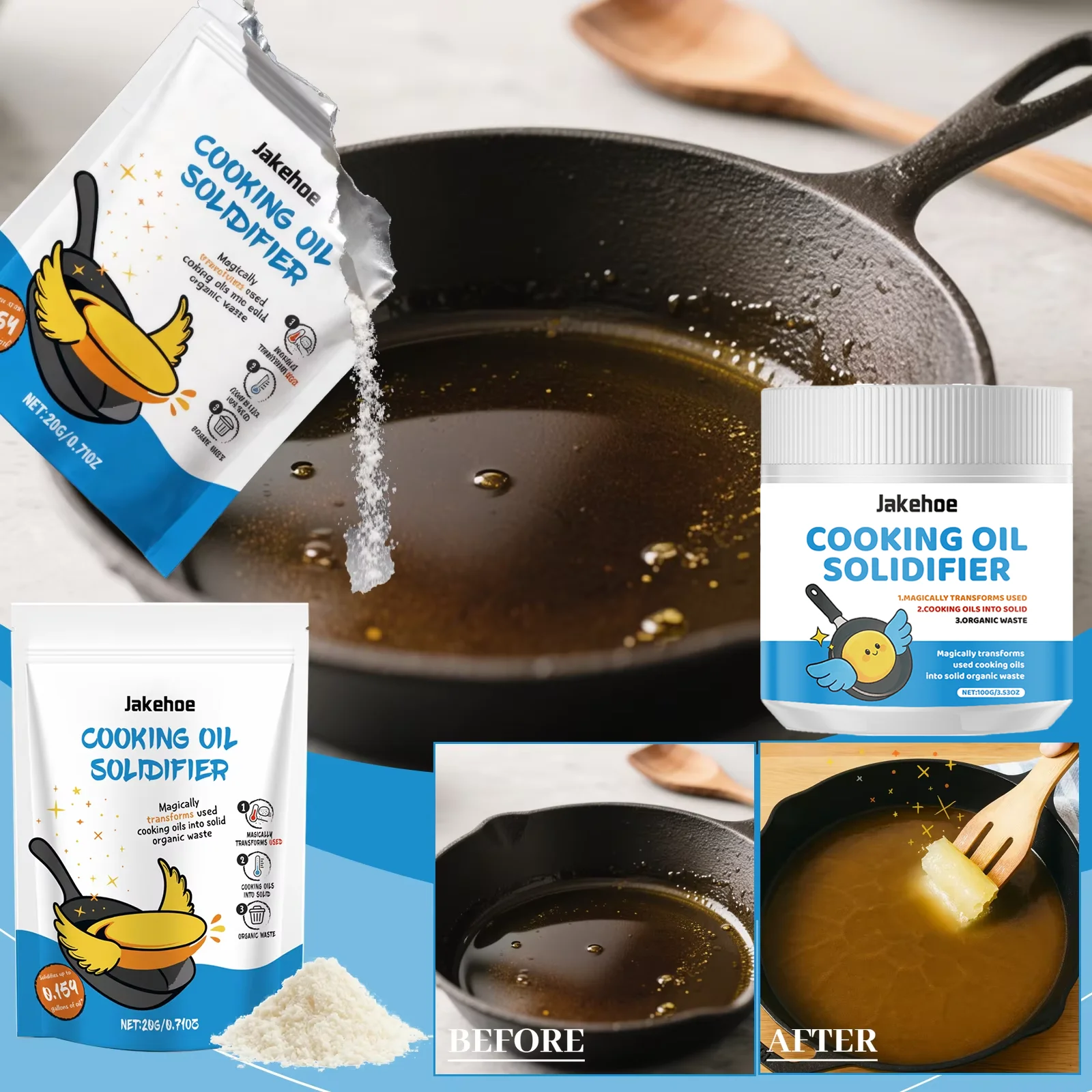 Home Cooking Oil Disposal - Cooking Oil Solidifier Easy Grease Solidify