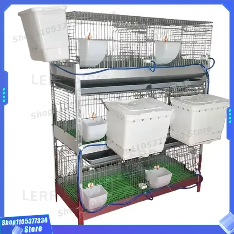 Large 3 Tier 6 Door Metal Rabbit Cage with Tray Easy Clean Mesh Wire Hutch for Commercial Meat Bunny Breeding Farm Use
