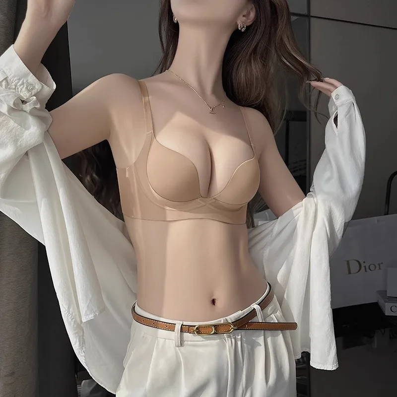 Lingerie Ladies Small Chest Gathering Cup non-mark collection vice breast anti-sagging sun-exposing bra set