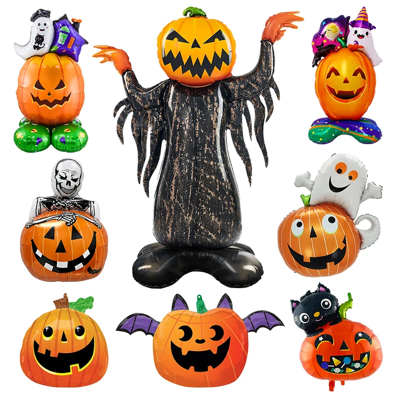 2024 Huge Standing Skeleton Halloween Foil Balloon Pumpkin Ghost Tree Halloween Balloons Set Party Decor Supplies For Kids Favor