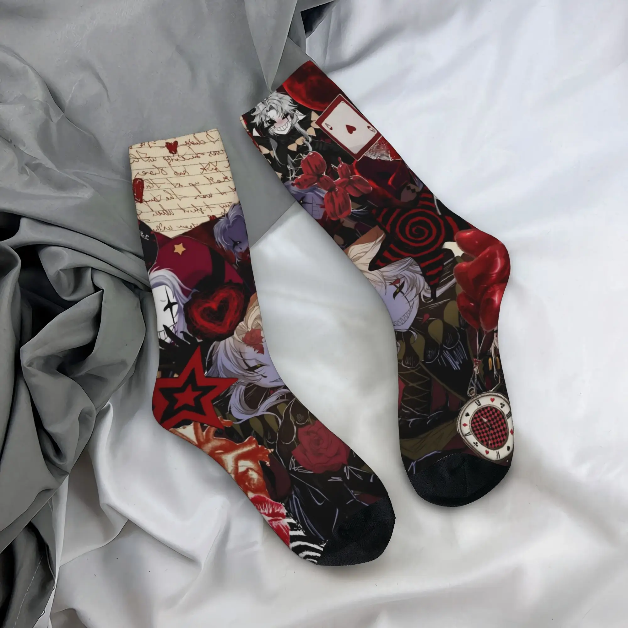 Harajuku The F-Freak Circus Pierrot Soccer Socks  Middle Tube Socks for Women Men Non-slip
