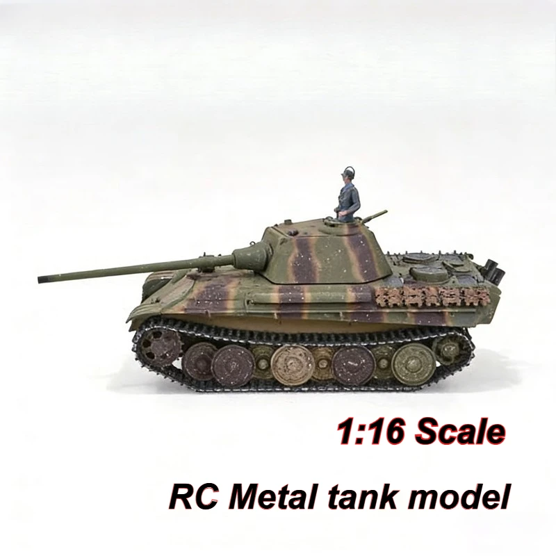 1/16 Medium‑Size RC Finished Metal Tank 2.4GHz 6‑CH Remote Control Tracked Military Car Simulation RC Tank Model Toy